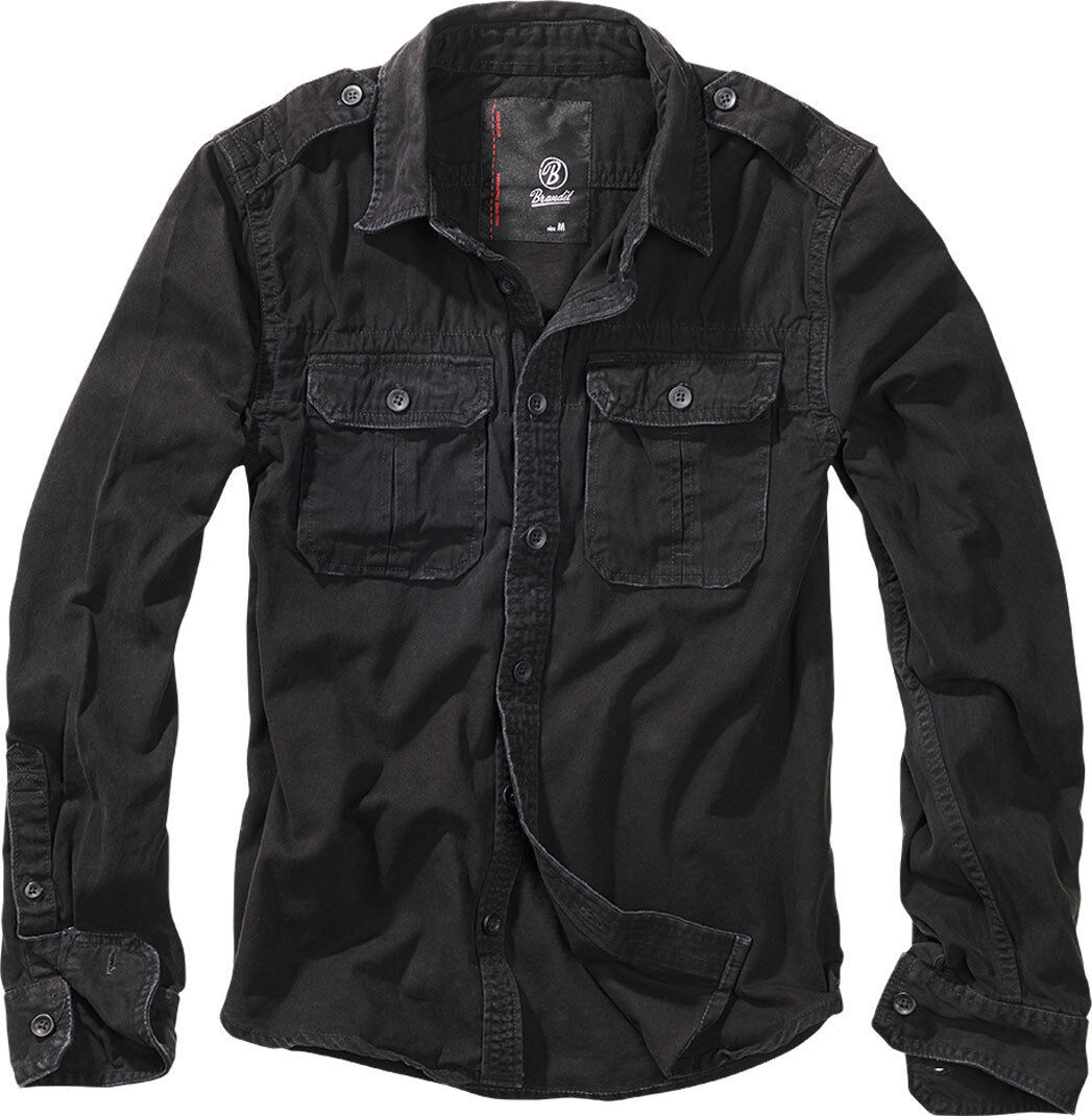Brandit Vintage Longsleeve Camisa - Negro (XL)