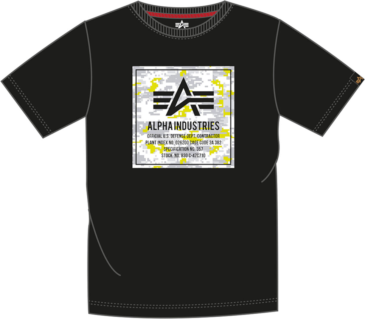 Alpha Camo Block Camiseta - Negro Blanco Amarillo (S)