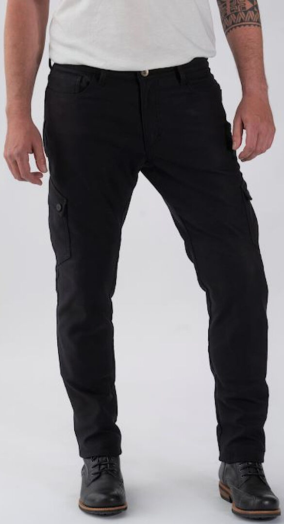 Rokker Black Jack Slim Pantalones Textiles para Motocicletas - Negro (36)