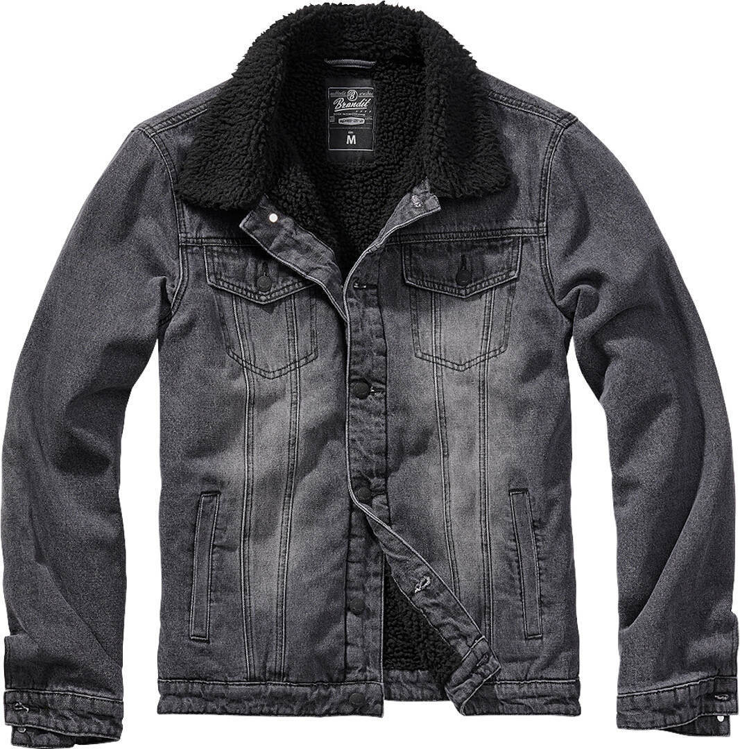 Brandit Sherpa Denim Chaqueta - Negro (L)