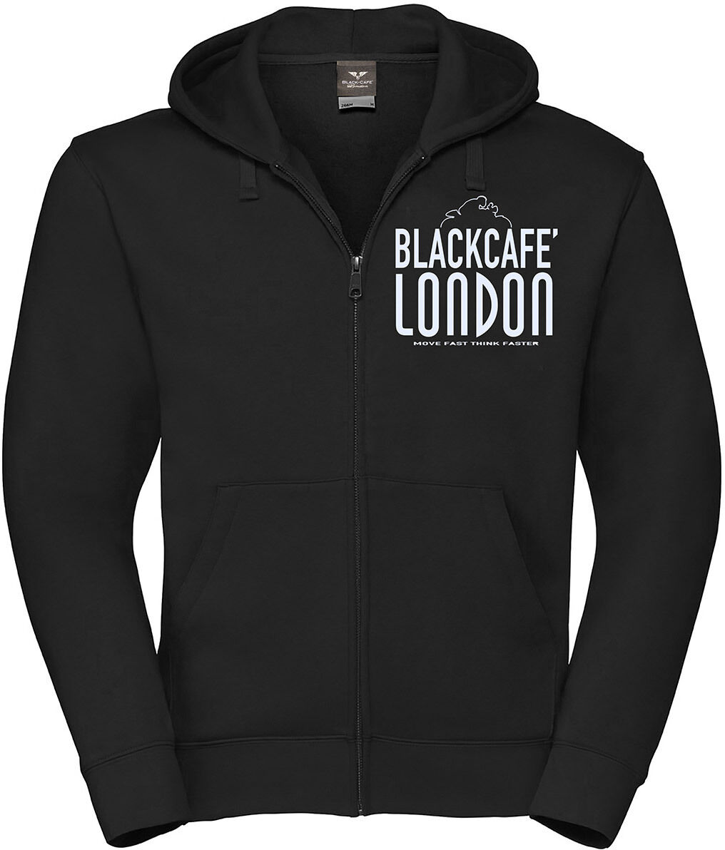 Black-Cafe London Classic Zip Hoodie - Negro Blanco (L)