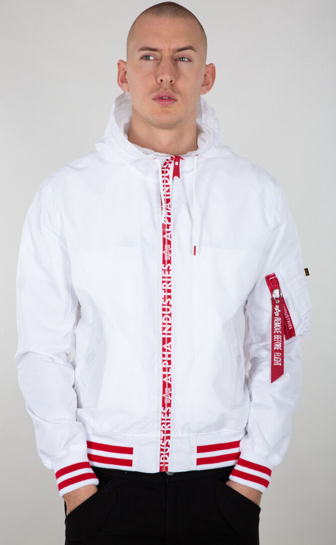 Alpha MA-1 LW Hooded PZ Chaqueta - Blanco (3XL)