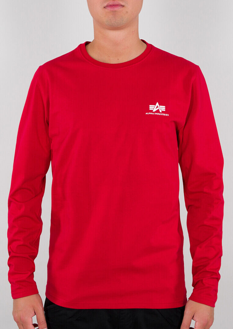 Alpha Back Print Heavy Camisa Longsleeve - Blanco Rojo (S)