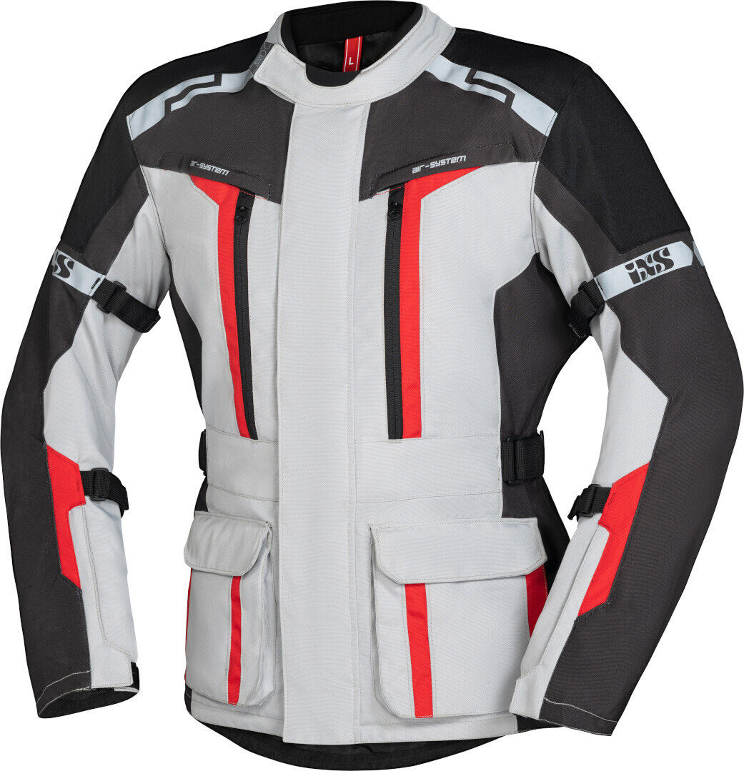 IXS Evans-ST 2.0 Chaqueta textil impermeable para motocicleta touring - Gris Rojo (L)