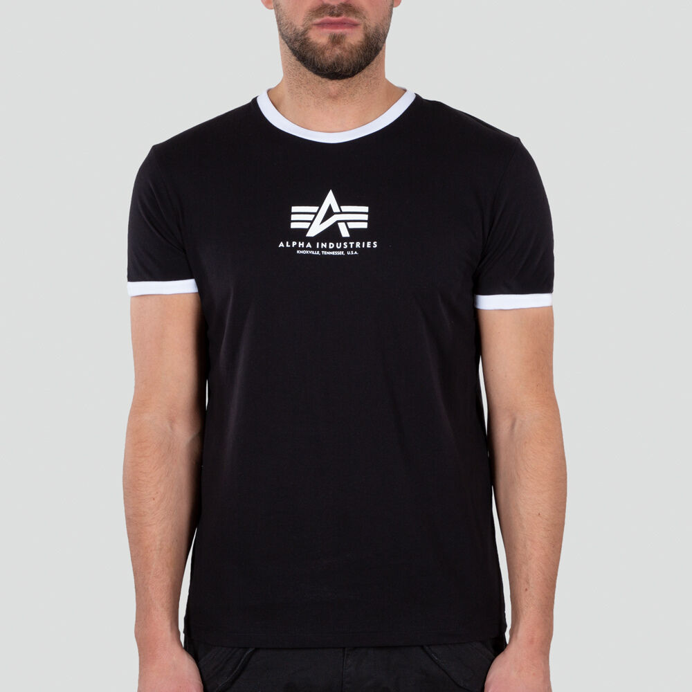 Alpha Basic T Contrast ML Camiseta - Negro Blanco