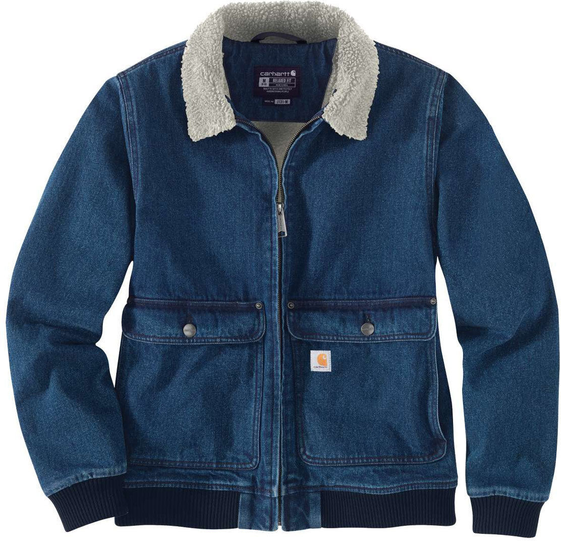 Carhartt Relaxed Fit Denim Sherpa Chaqueta de dama - Azul (L)