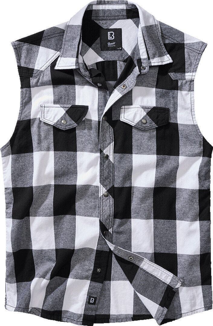 Brandit Checkshirt Camisa sin mangas - Negro Blanco (M)