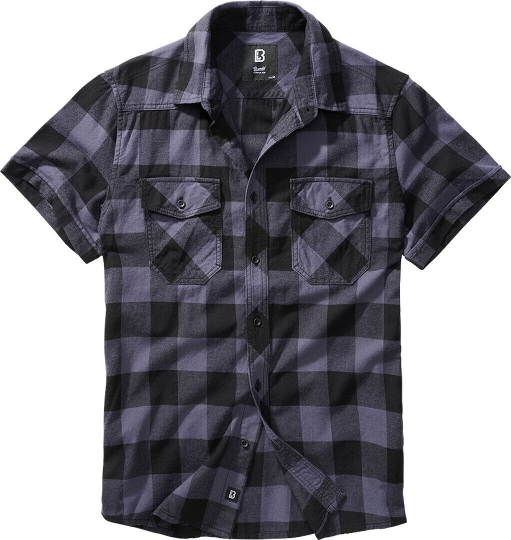 Brandit Checkshirt Camisa de manga corta - Negro Gris (L)