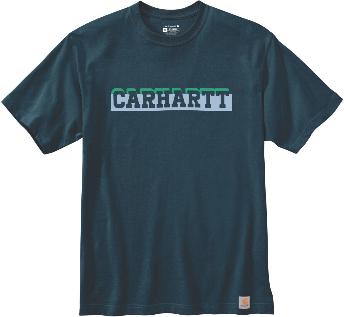 Carhartt Relaxed Fit Heavyweight Logo Graphic Camiseta - Azul