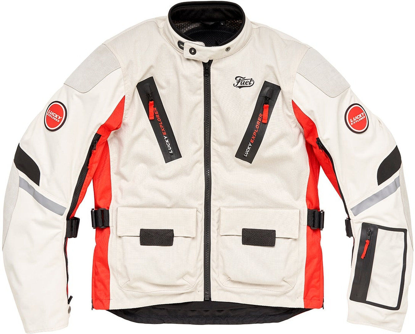 Fuel Astrail Lucky Explorer Chaqueta textil de motocicleta - Blanco Rojo (S)