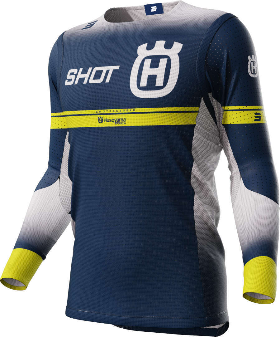 Shot Aerolite Husqvarna Limited Edition 2024 Maillot de motocross - Blanco Azul Amarillo (S)