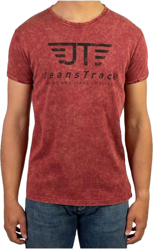 Jeans Track basica camiseta montaña manga corta hombre Rojo (L)