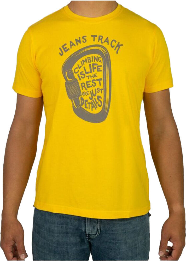 Jeans Track presa camiseta montaña manga corta hombre Amarillo (S)