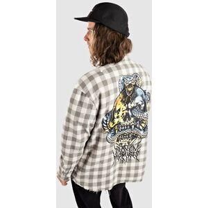 Broken Promises Corn Snake Spatter Distressed Flannel Paita harmaa