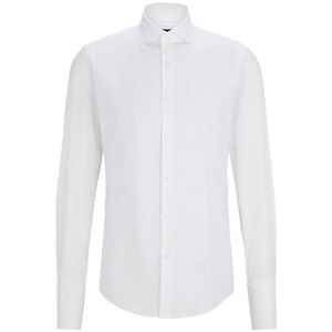 Boss Slim-fit shirt in stretch cotton with double cuffs