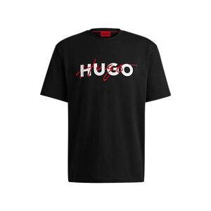 HUGO Cotton-jersey T-shirt with double logo
