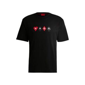 HUGO Cotton-jersey T-shirt with playing-cards logo