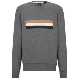 Boss Organic-cotton relaxed-fit sweatshirt with signature stripe