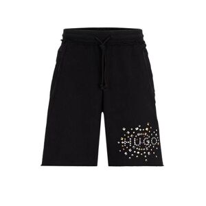 HUGO Cotton-terry shorts with stud-effect artwork