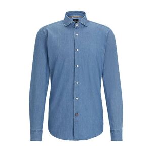 Boss Casual-fit shirt in washed cotton denim