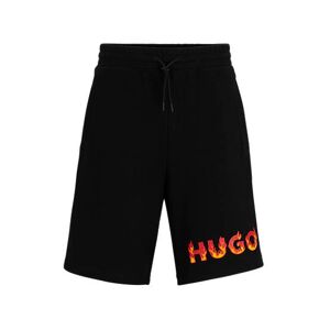 HUGO Cotton-terry shorts with puffed flame logo