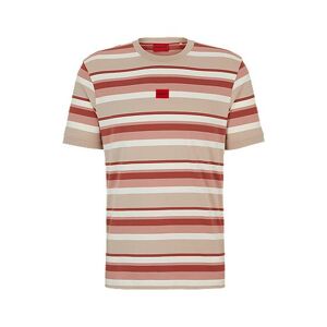 HUGO Striped T-shirt in cotton jersey with logo label