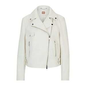 Boss Leather jacket with signature lining and asymmetric zip