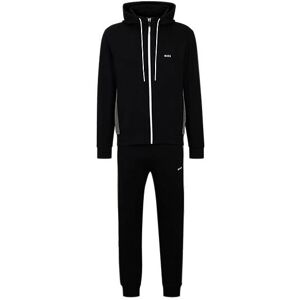 Boss Stretch-cotton tracksuit with fabric contrasts