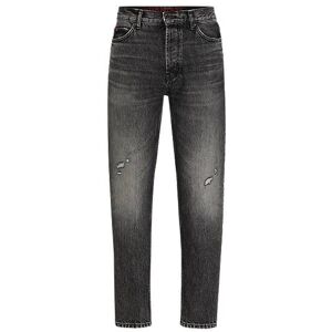 HUGO Tapered-fit jeans in black rigid denim