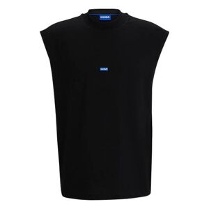 HUGO Sleeveless cotton-jersey T-shirt with blue logo label