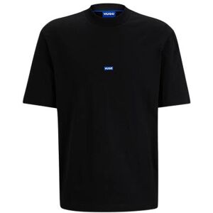 HUGO Cotton-jersey T-shirt with blue logo patch