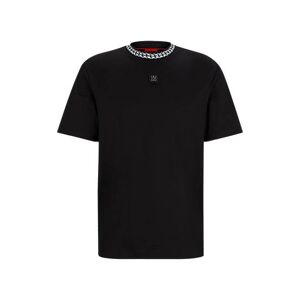 HUGO Interlock-cotton T-shirt with chain-print collar