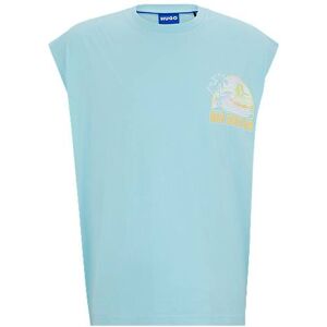 HUGO Sleeveless cotton-jersey T-shirt with summery artwork