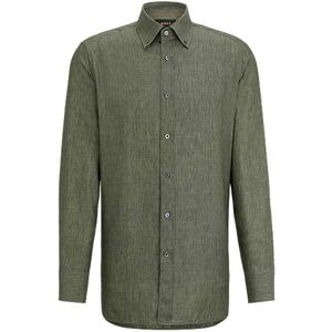 Boss Extra-long-length regular-fit shirt in linen