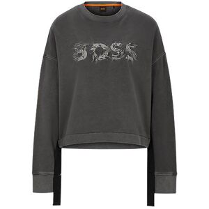 Boss Logo sweatshirt in cotton terry with adjustable hem