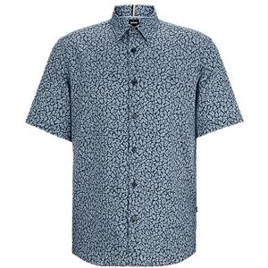 Boss Regular-fit shirt in printed stretch linen