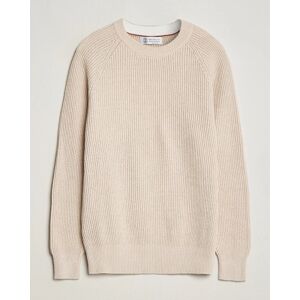 Brunello Cucinelli Heavy Rib Stitch Crew Neck Light Beige - Valkoinen - Size: 46 48 50 52 54 - Gender: men