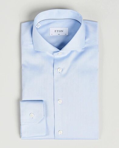 Eton Slim Fit Twill Cut Away Shirt Light Blue