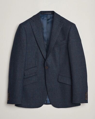 Walker Edward Windowpane Wool Blazer Navy