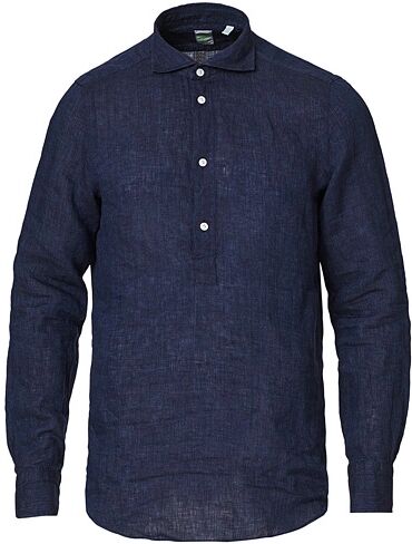 Finamore Napoli Linen Popover Shirt Navy