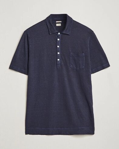 Massimo Alba Wembley Linen Short Sleeve Polo Navy