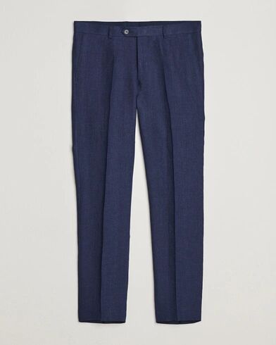 Oscar Jacobson Denz Linen Trousers Navy