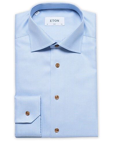 Eton Slim Fit Mini Houndstooth Cut Away Shirt Blue