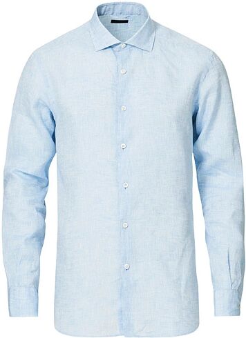 Zegna Slim Fit Linen Shirt Light Blue