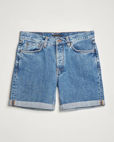 Nudie Jeans Josh Stretch Denim Shorts Friendly Blue