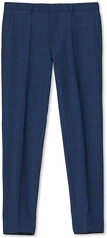 BOSS Genius Pleated Checked Trousers Medium Blue