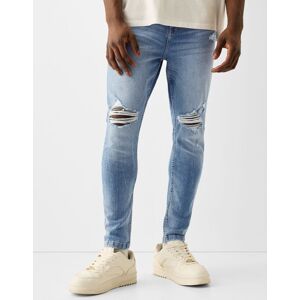 Bershka Jean Carrot Fit Dechire Homme 34 Bleu Lave