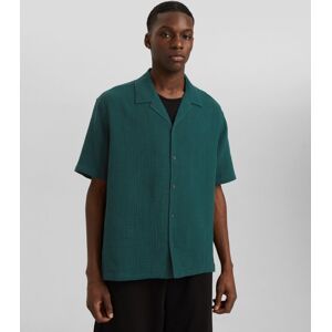 Bershka Chemise Manches Courtes Loose Fit Texturée Homme Xs Vert - Publicité