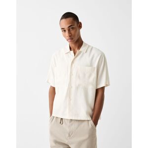 Bershka Chemise Manches Courtes Tailoring Boxy Fit Homme L Blanc Casse