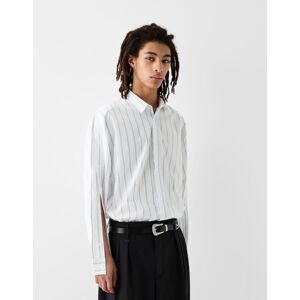 Bershka Chemise Rayée Manches Longues Homme L Blanc Cassé - Publicité